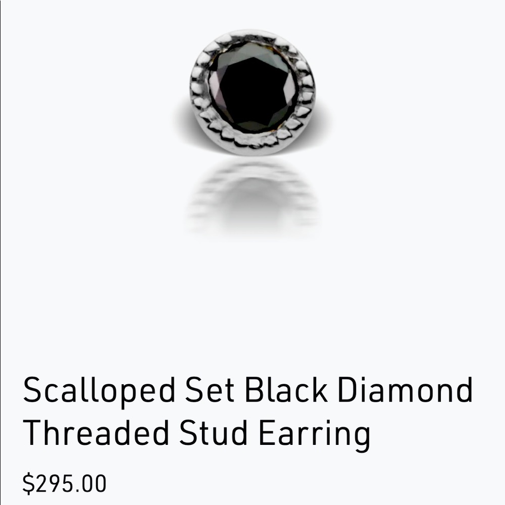 Maria Tash White Gold Black Diamond Threaded Stud Earring